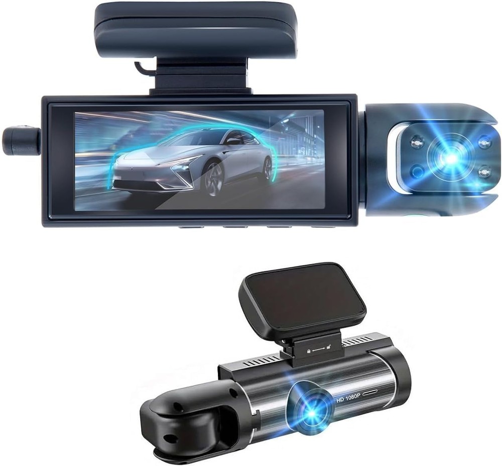 Comprehensive 1080P Front/Inside Dash Camera with Loop Recording & Night Vision