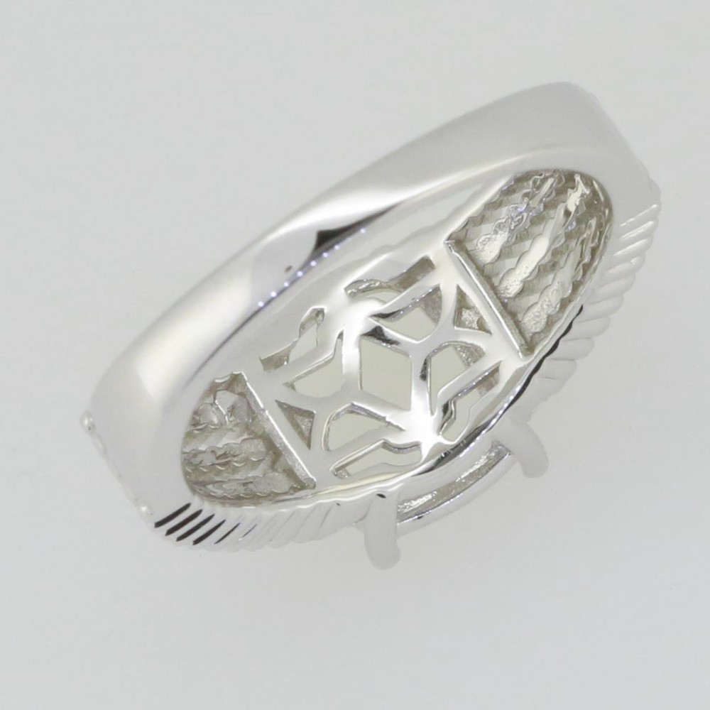 Sterling Silver Semi Mount Ring Setting Cab Cushion CU 10X8mm White Topaz