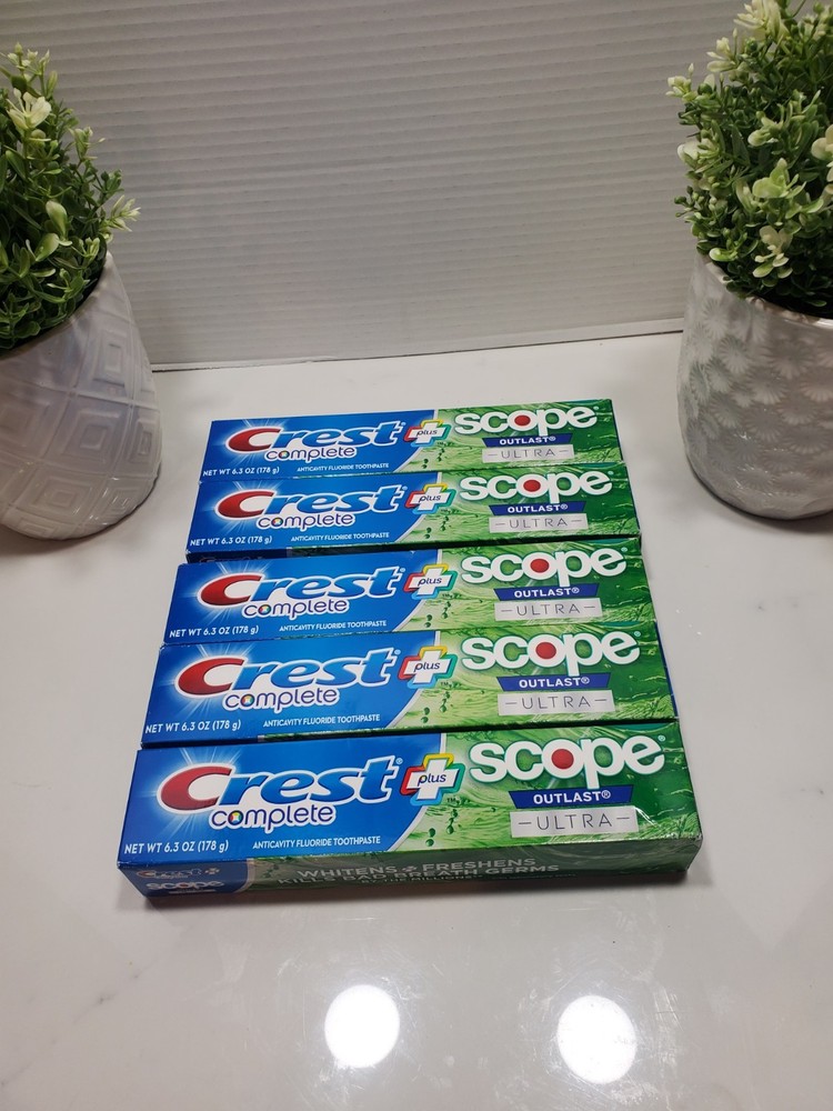 Crest Complete + Scope Outlast Ultra Toothpaste 6.3oz 🦷 5 Pack **Please Read **
