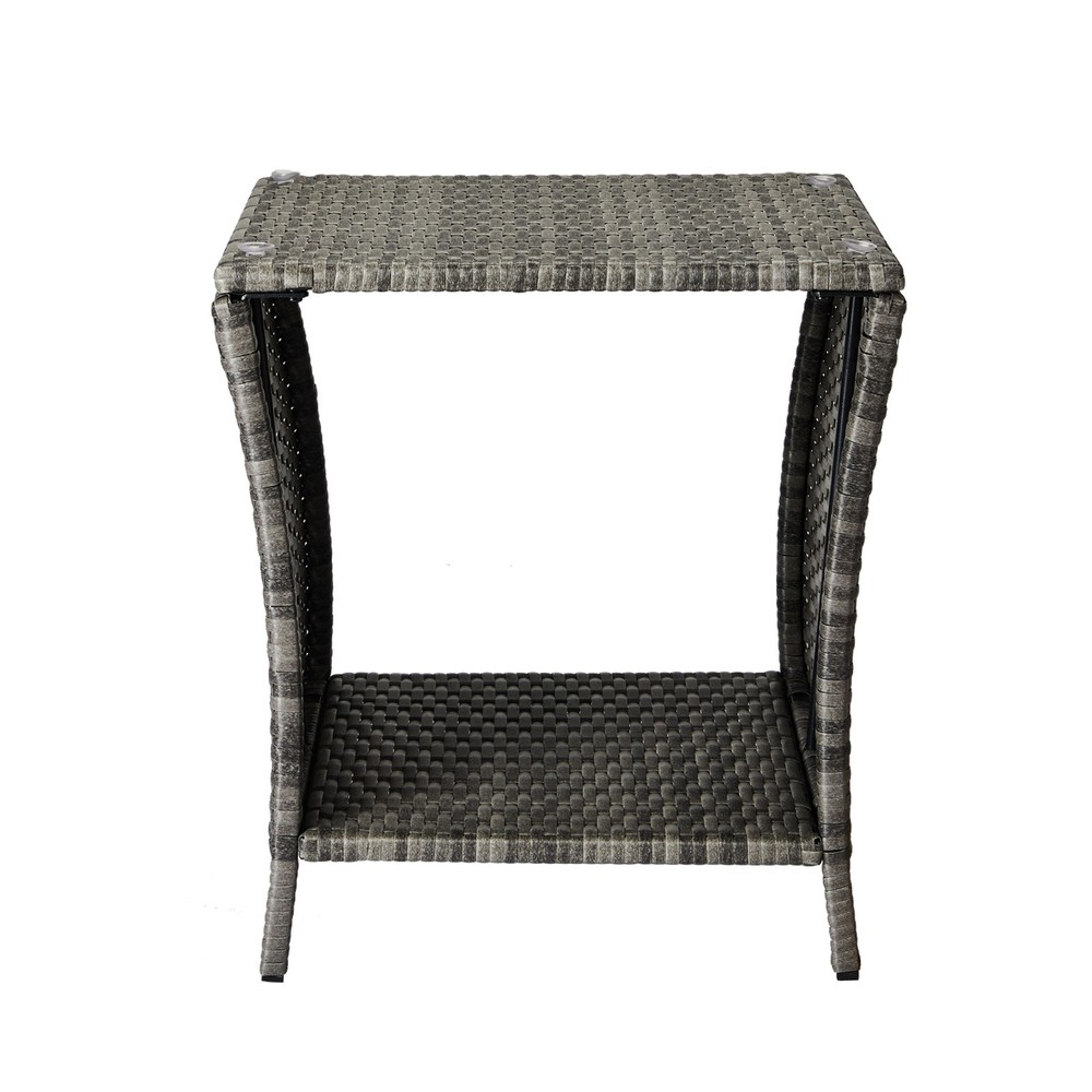 Outdoor Patio Wicker Side Table, Square End Table Bistro Coffee Table