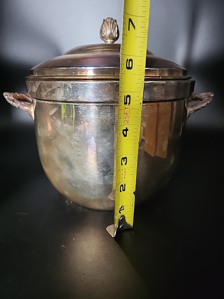 Vintage Federal Silver Company Silver Plated Ice Bucket Tarnished/ Pyrex Insert
