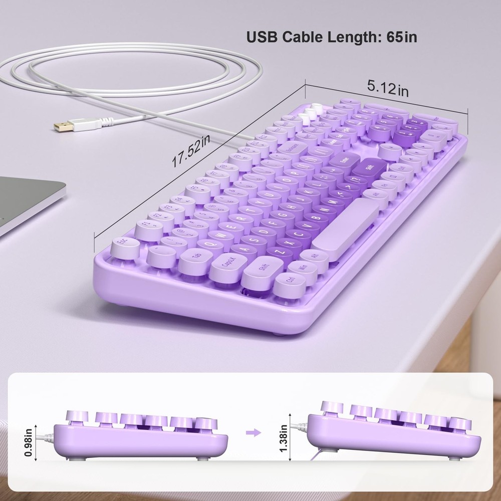 Large Print Keyboard, USB Wired Computer Keyboard, Full Size Keyboard with Nu...