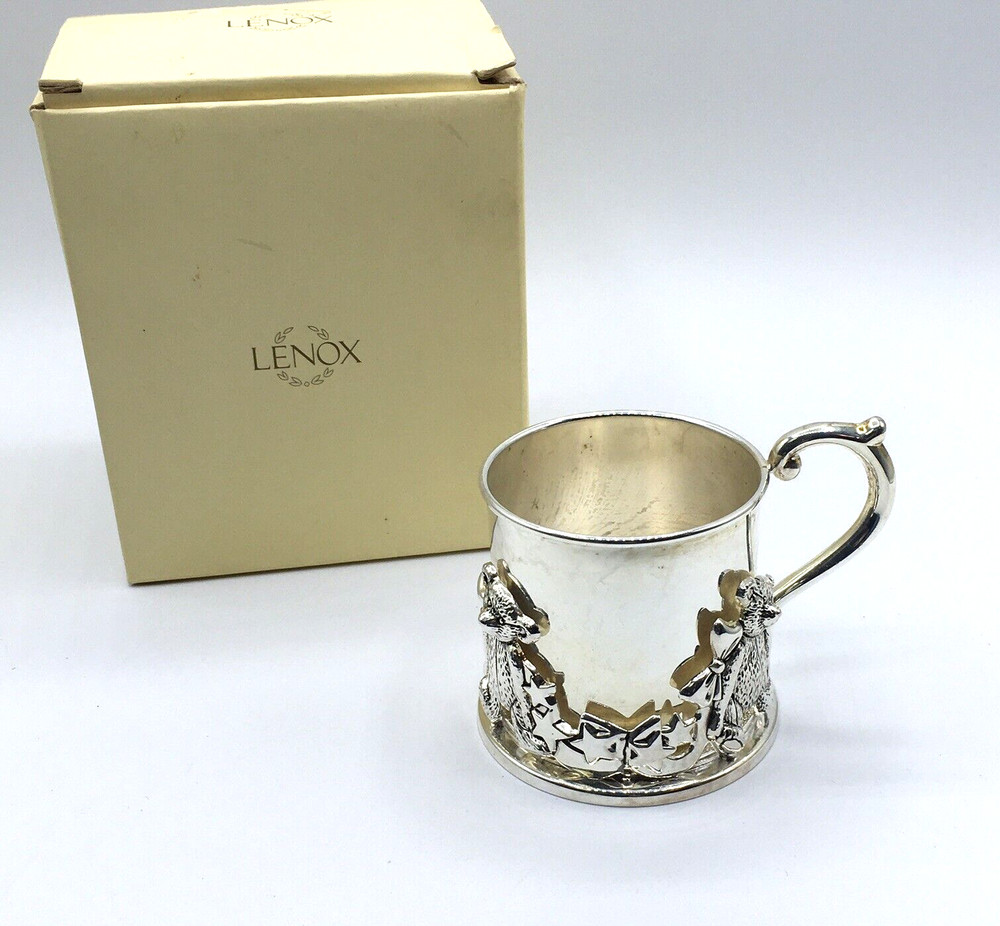 Lenox Smithsonian Kirk Stieff Silverplated Child's Teddy Bear Cup Caddy In Box