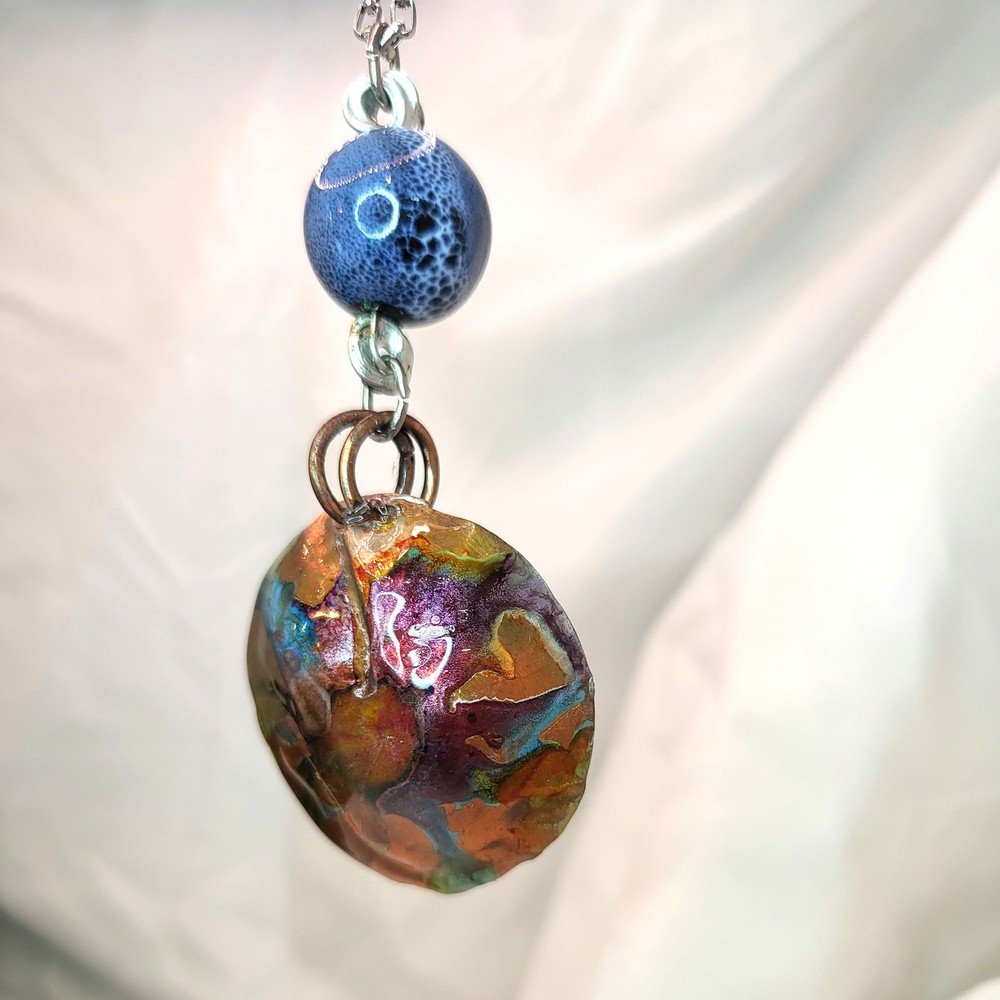 Flame Painted Copper Pendant