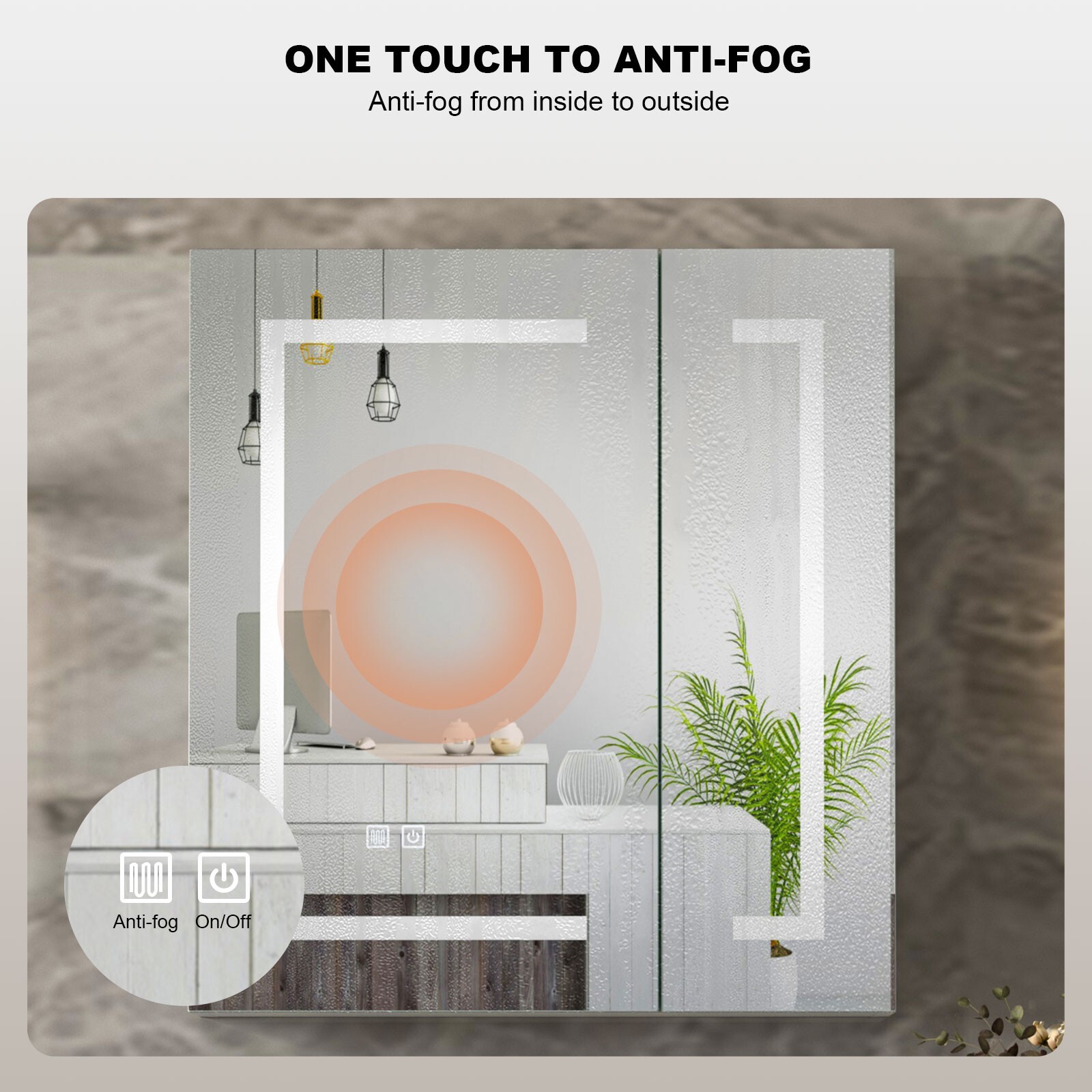 Dimmable LED Lighted Medicine Cabinet with Mirror Wall-mounted Bathroom Cabinet