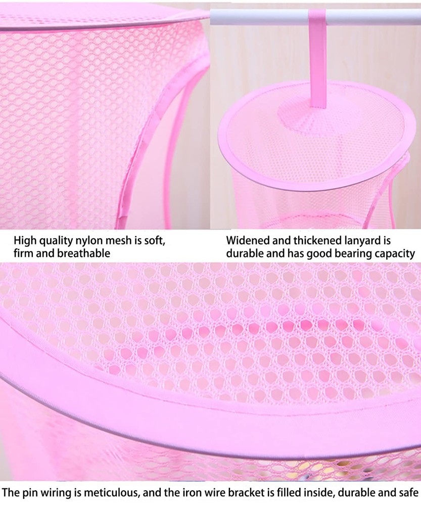 Mesh Hanging Storage Basket With 3 Compartments Foldable Hanging Storage Orga...