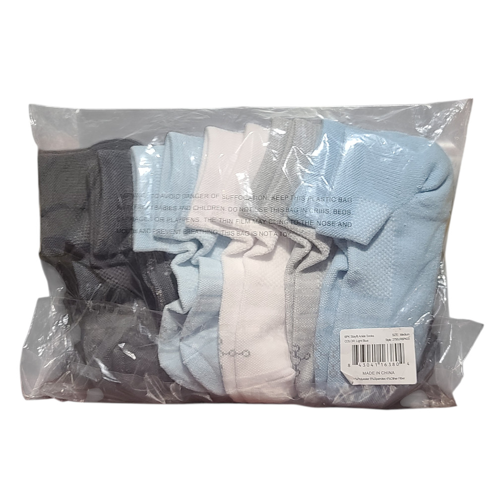 Tommie Copper Blue Dot 6Pk Snugstay Ankle compression Socks - Medium