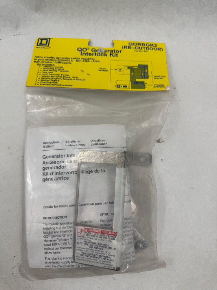 Square D QORBGK2 NIB QO Generator Interlock Kit See Pics #B23