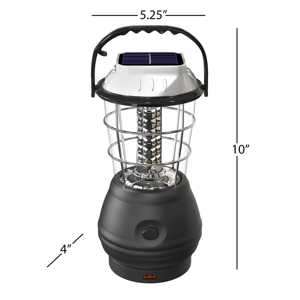 Solar Powered Crank Battery Operated Lantern 36-LED Flashlight Camping