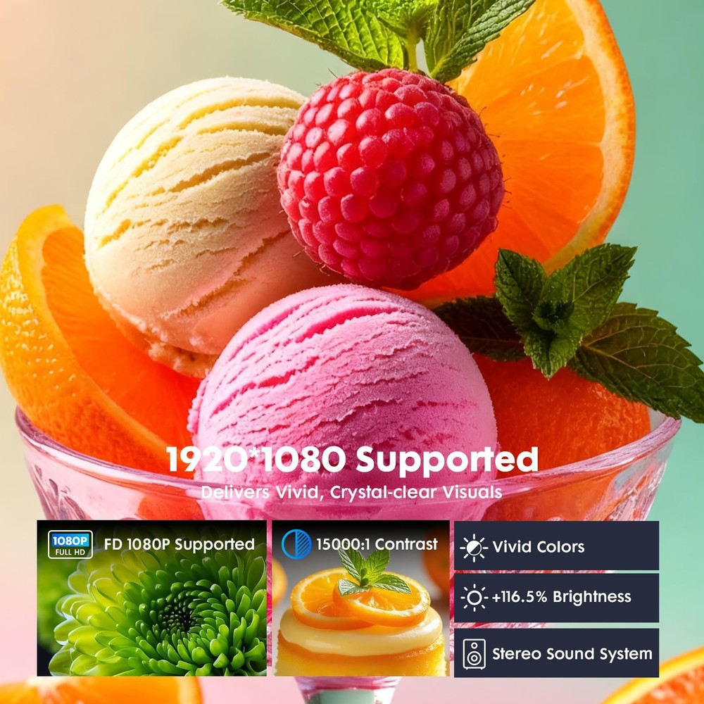 [Built-in Apps] Mini Projector with WiFi and Bluetooth & Android 12, Electric...