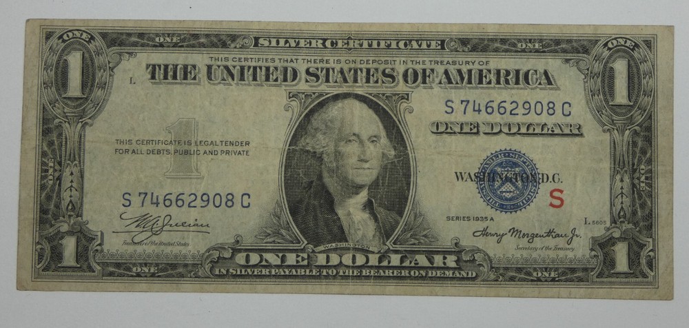 1935-A "S" Experimental $1 Silver Certificate Note FINE+Fr#1610