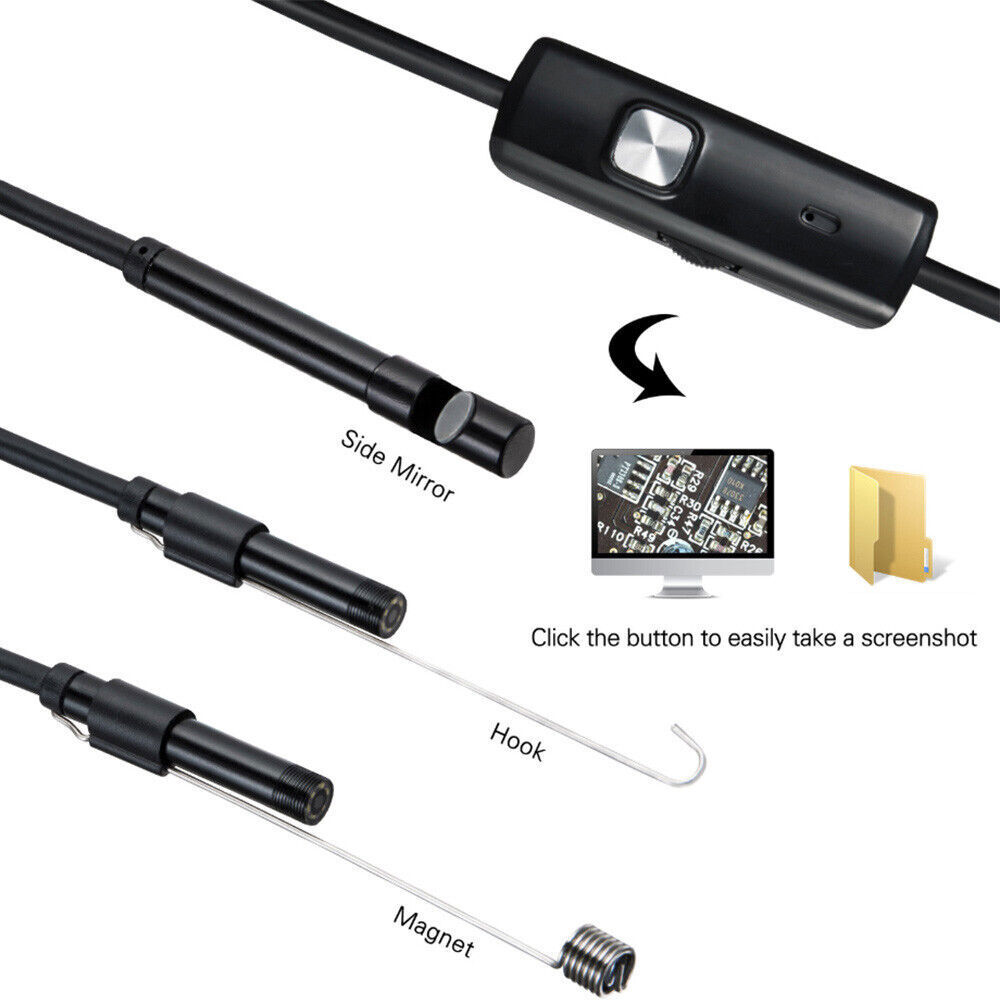 7mm Waterproof USB Type-C Endoscope Borescope Snake Inspection Camera Android/PC