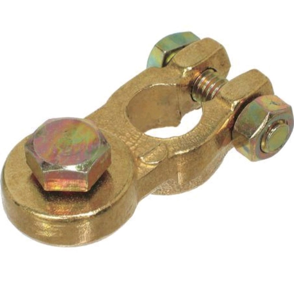 Battery Terminal - Solid Brass - Heavy Duty With Bolt - Positive Terminal 5Pce