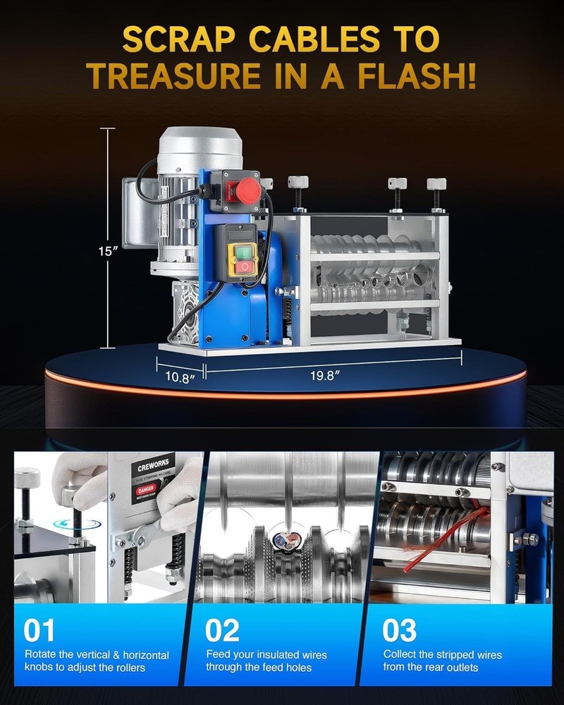 Electric Wire Stripping Machine, 11 Channel Automatic Wire Stripper -1.6 in. ...