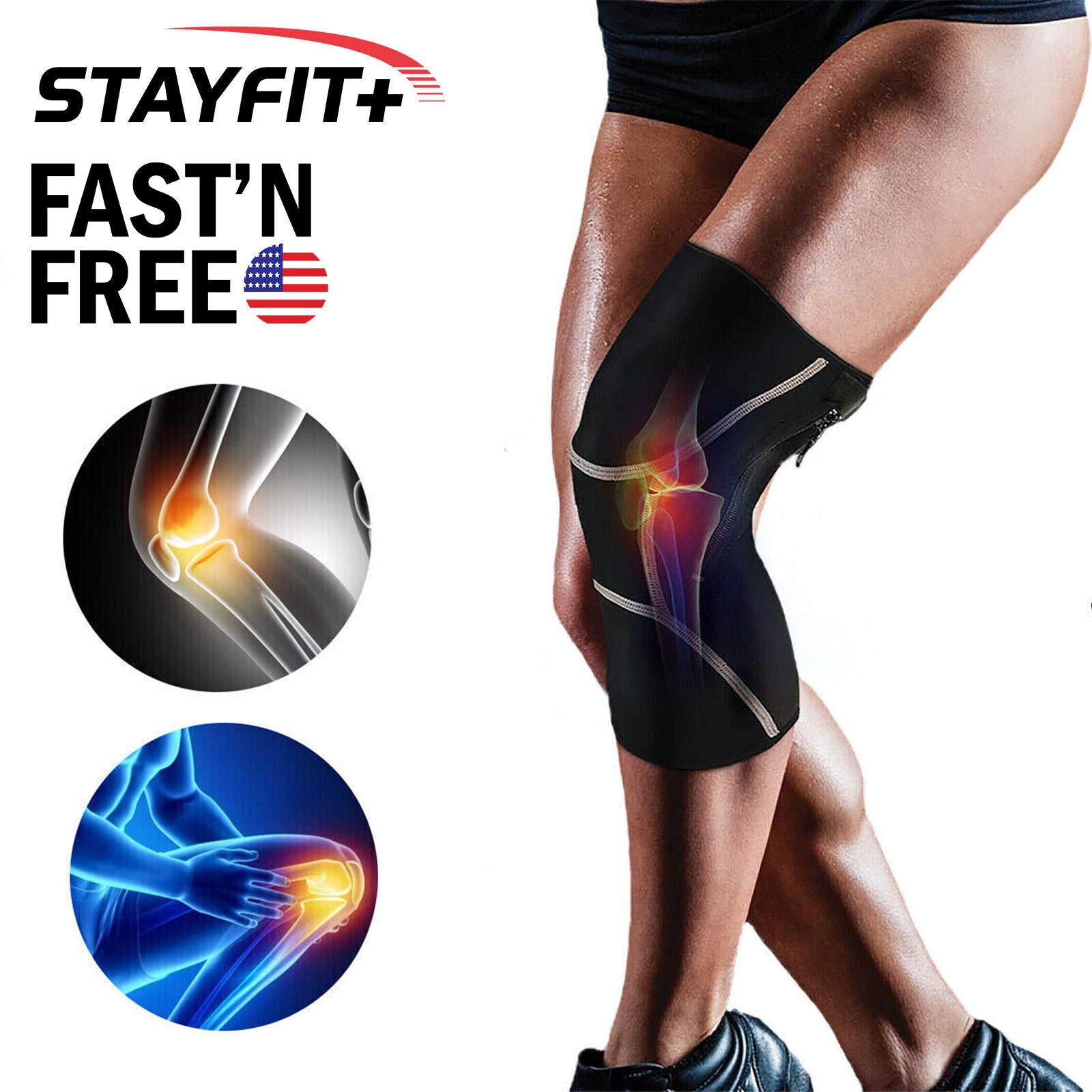 Knee Brace Weight Lifting Support Sleeve Compression Fitness Pain Relief