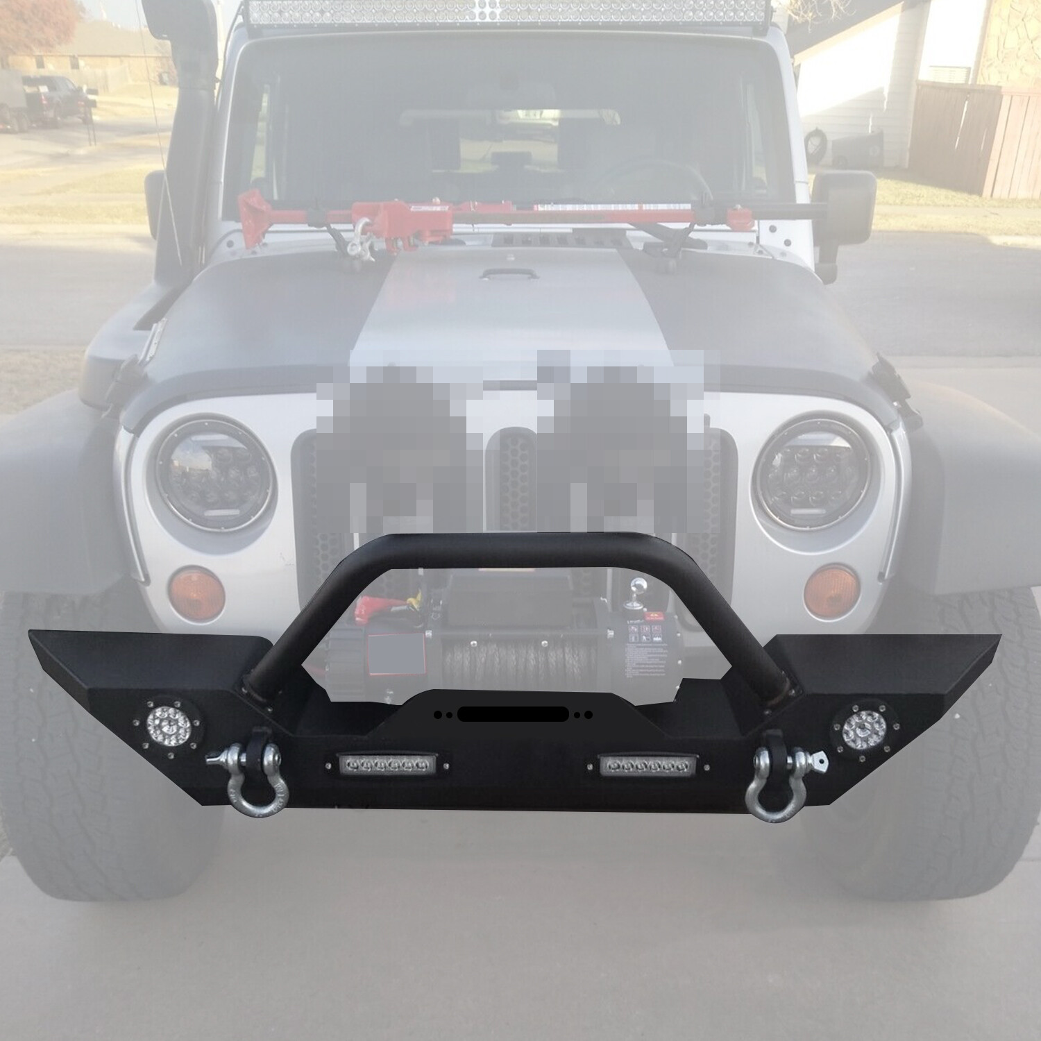 Steel Front Bumper w/LED Lights for Jeep Wrangler JK JL 07-22 Gladiator JT 20-22