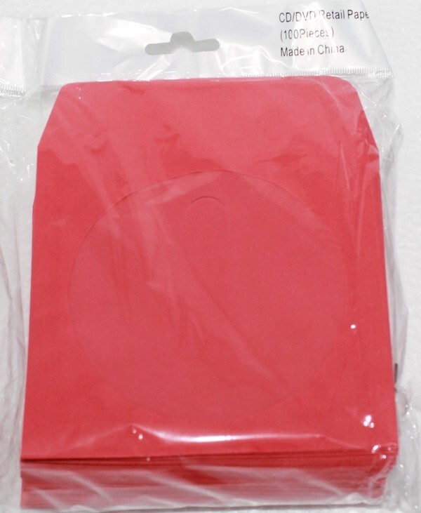 100 Red Color CD DVD Paper Sleeve Envelopes