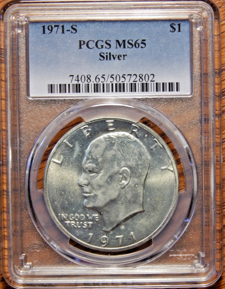 1971 S $1 Silver Ike Eisenhower Dollar PCGS MS65