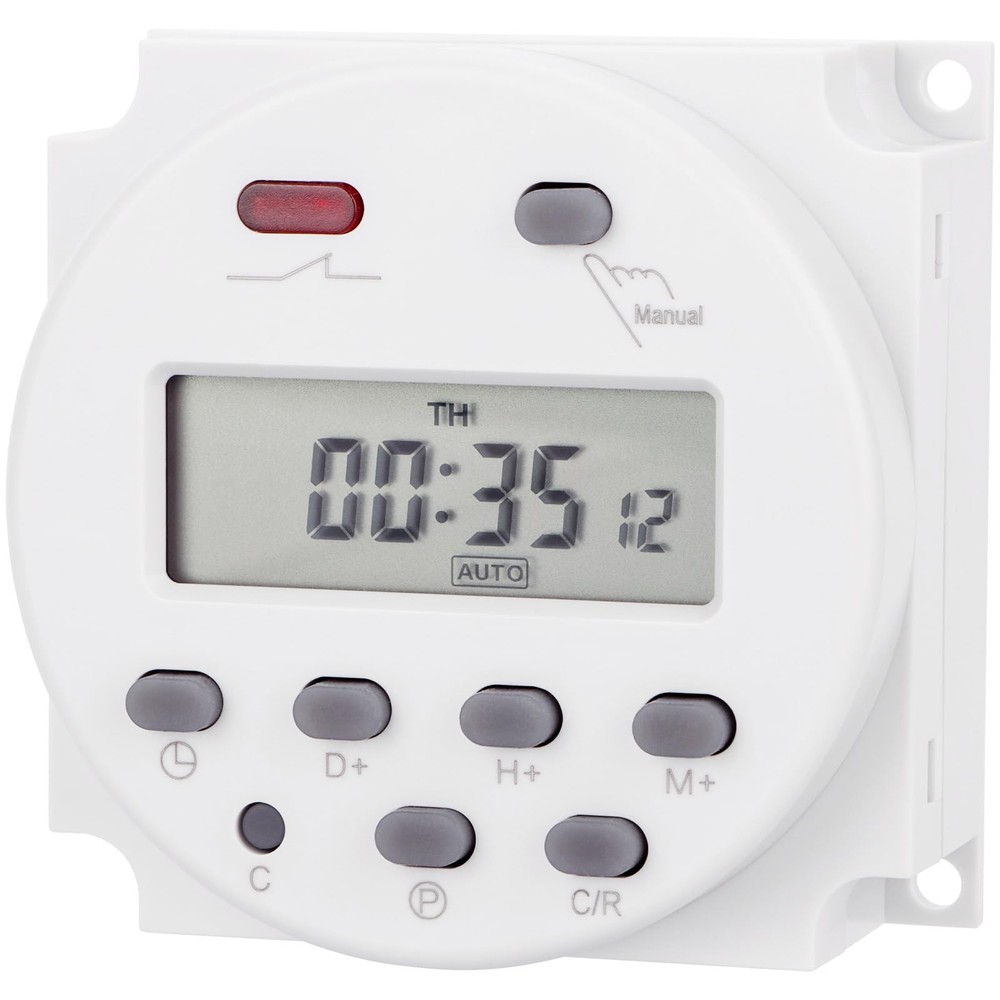 Weasch Timer Switch, CN101A, DC/AC 24V 16Amp, Digital LCD Power Gray