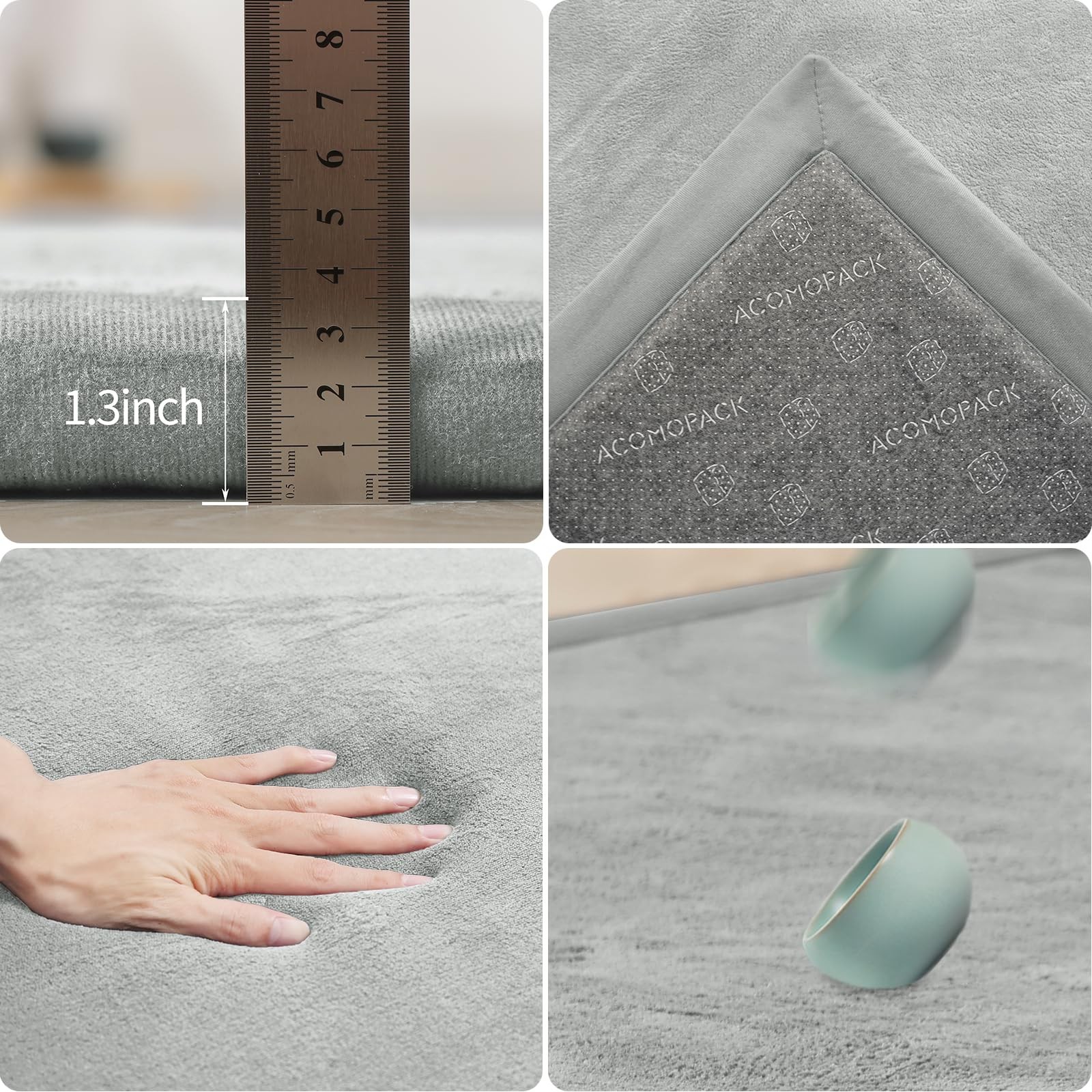 Baby Play Mat for Floor 1.3" Thick Memory Foam 50x50 Soft Velvet Playpen Mat ...