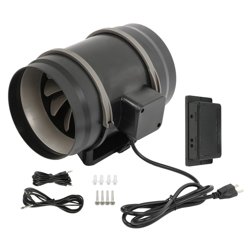 Inline Duct Fan Temperature & Humidity Controller EC-motor Plastic ABS 8" 807CFM