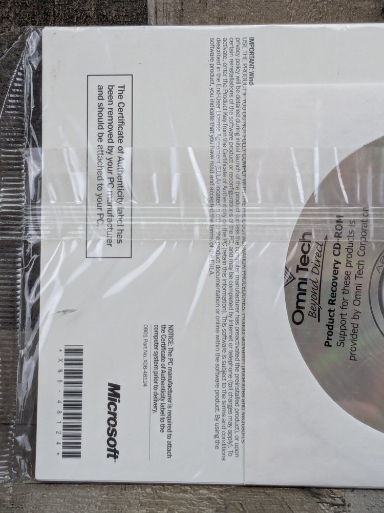 Microsoft Windows XP Professional Version 2002 OEM Software NEW For Omni Tech PC