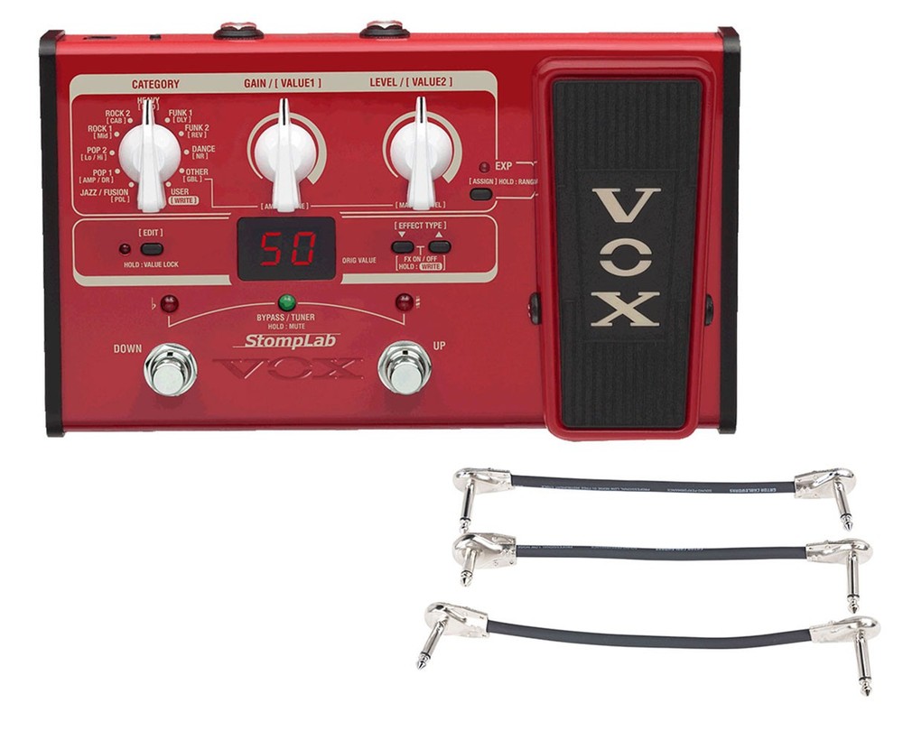 Vox SL2B Stomplab 2 Bass Effect Pedal + Gator Patch Cable 3 Pack