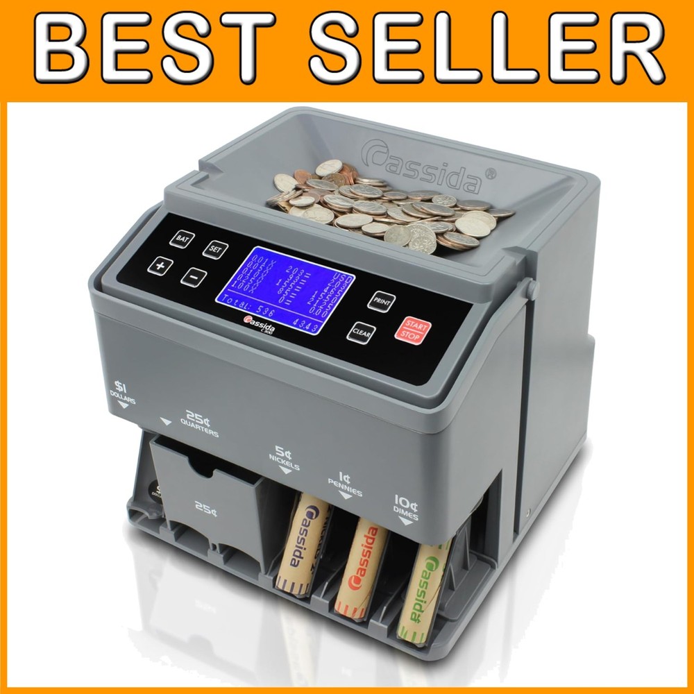 Fast Coin Counter Machine Quickload Printing Gray