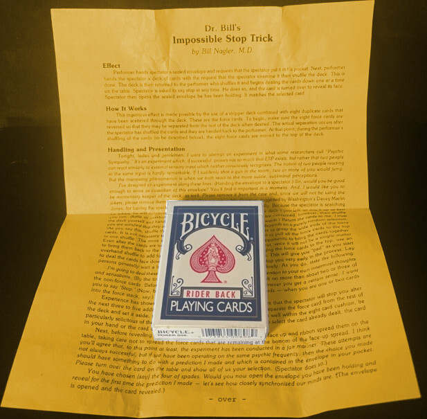 DR. BILL'S IMPOSSIBLE STOP TRICK - COLLECTORS WORKSHOP - CARD MAGIC TRICK