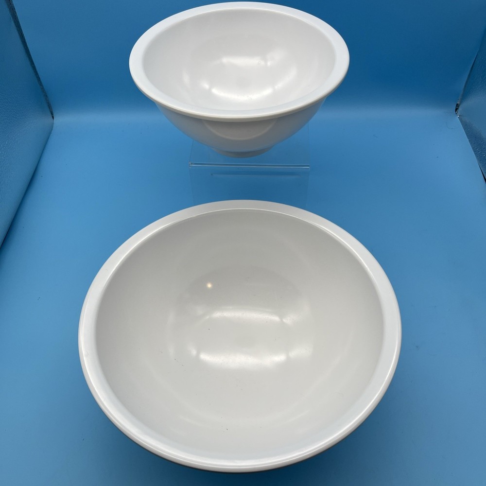 2 Texas Ware Glossy Solid White Mixing Bowls Vtg ~ #118 & # 111