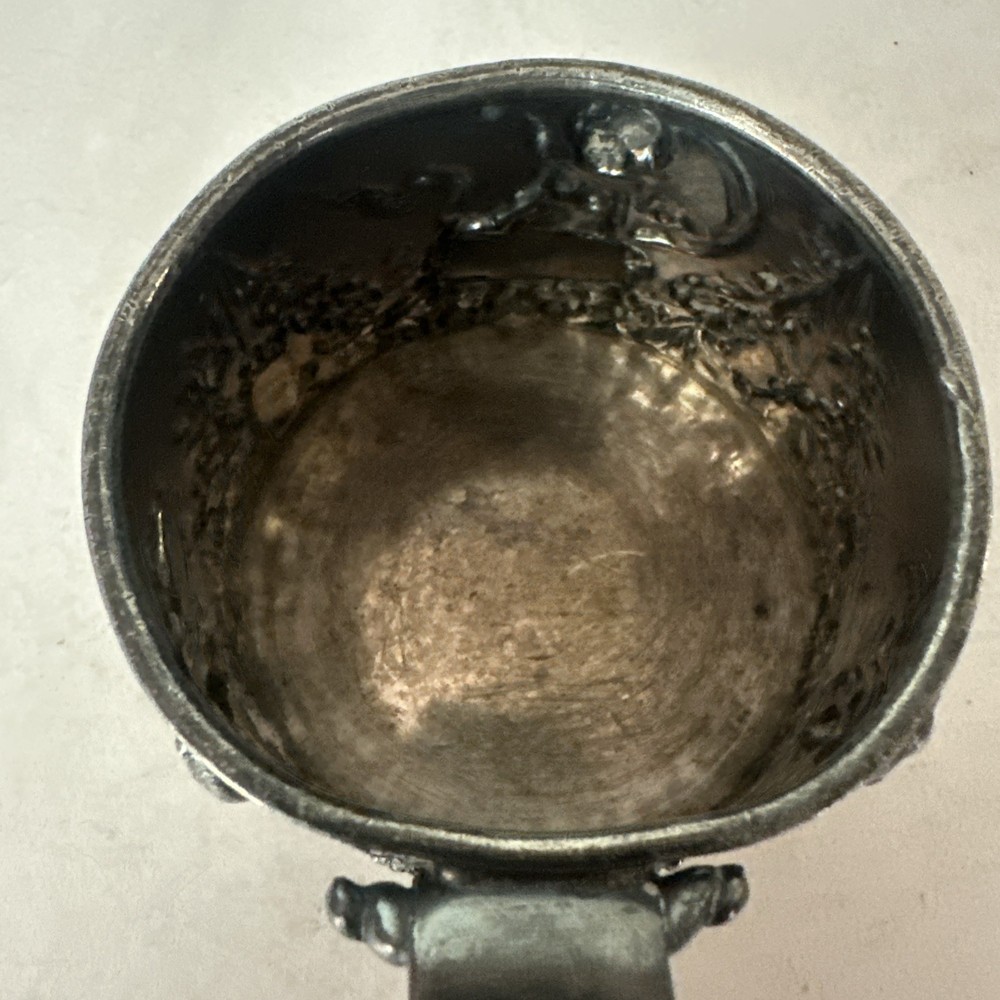 VTG Reed & Barton Silverplate Cup Mug Ornate Repoussé 1971 Gilt Floral Cherub