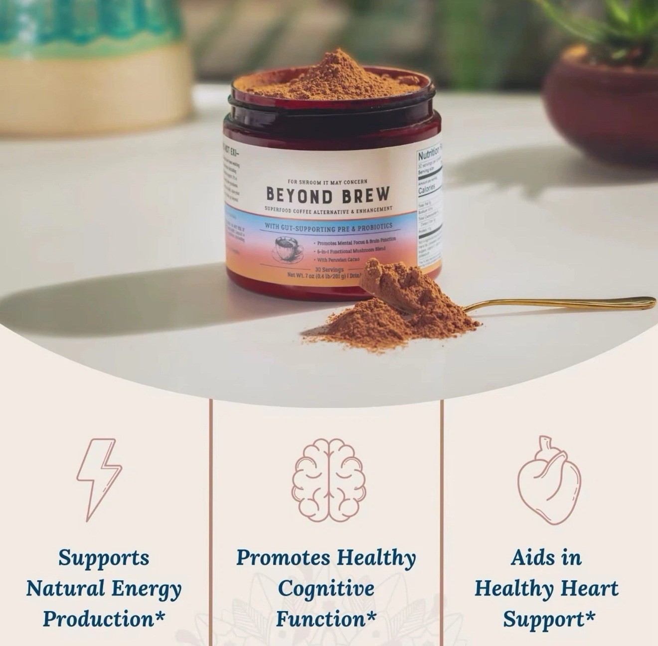 2-PACK VANILLA Beyond Brew Mushroom Coffee 7-in-1 Cacao Energy/focus/Gut/Mental!