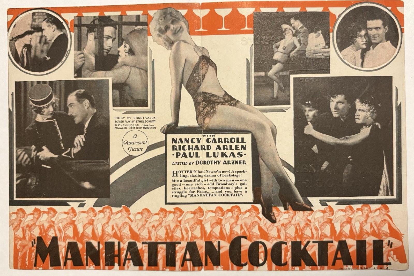 MANHATTAN COCKTAIL Orig Herald 1928 4 1/2”x6” Nancy Carroll Movie Poster Art 08
