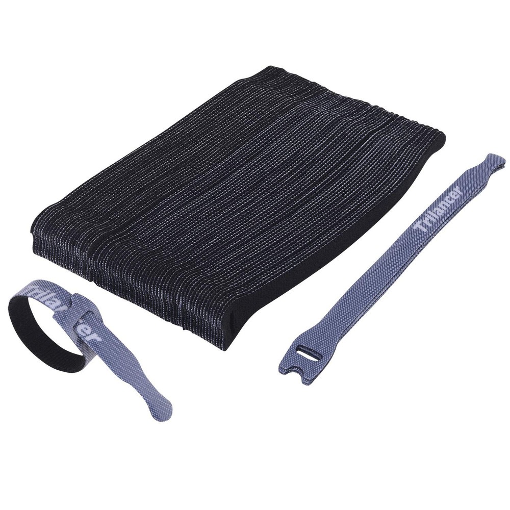 Trilancer 50 Pack Reusable Cable Straps 8in Adjustable Cable Ties - Black