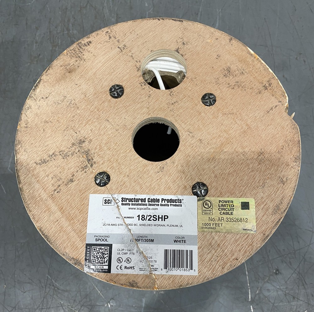 SCP 2C/18 AWG 1000' Stranded Shielded Cable
