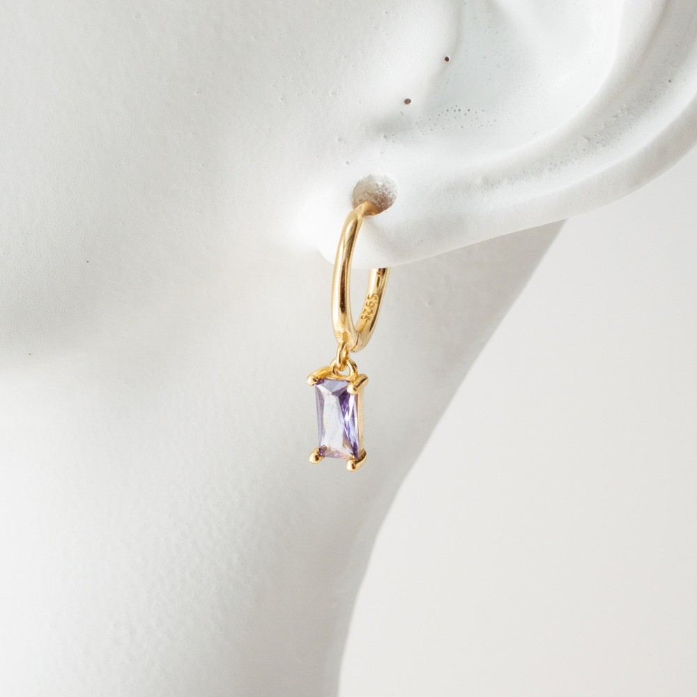 Purple Baguette Dangle Earrings