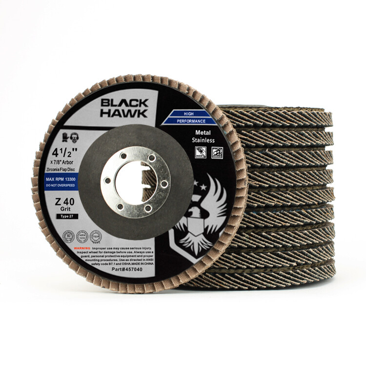 4-1/2" x 7/8" Black Hawk Zirconia Flap Discs T27 4.5" Sanding & Grinding Wheels