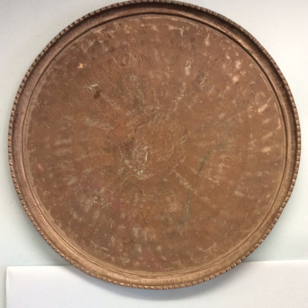 Moroccan Silvered Copper Hanging Tray 28 1/2” Diameter