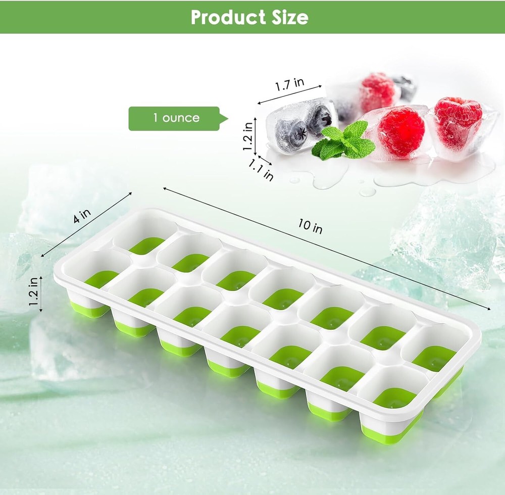 Ice Cube Trays, 4 Pack Durable Stackable Ice Trays for Freezer
