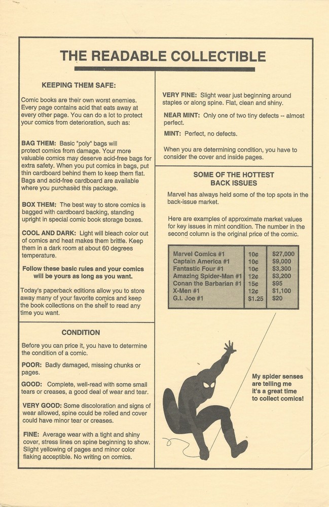 Marvel Comics Readable Collectible Information Card 1990's NM-