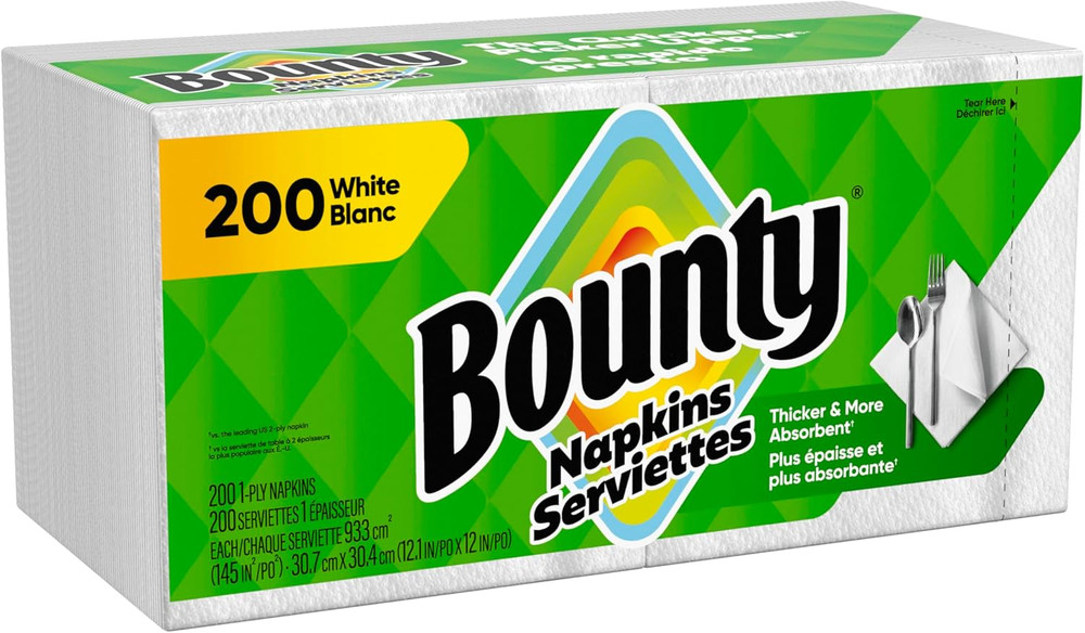 Paper Napkins, White, 200 Count, Packaging May Vary