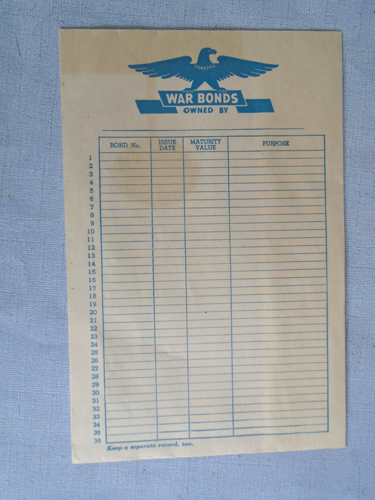 WWII War Bonds record envelope