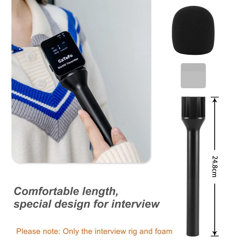 CaTeFo Microphone Interview Handle GO Handheld Adapter with Black