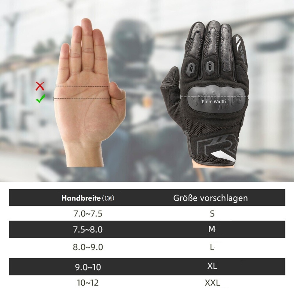ROCKBROS Leather Motorcycle Gloves with Touchscreen Function and Protectors.
