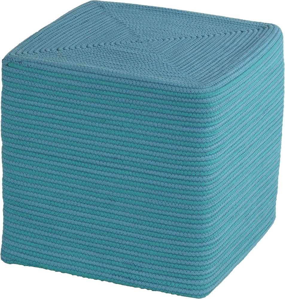Macon Square Rope Pouf Ottoman Aqua