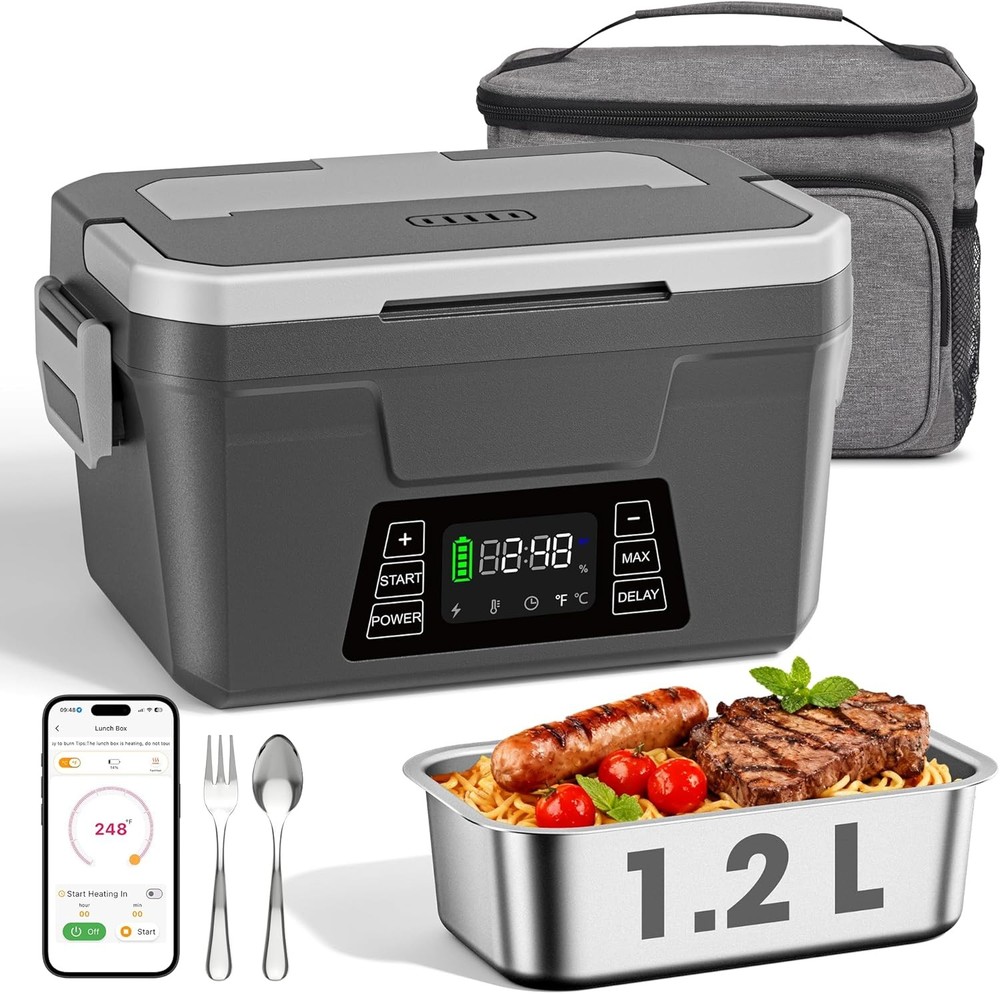 1.2L Portable Heated Lunch Box Battery Powered with Automatic Heating