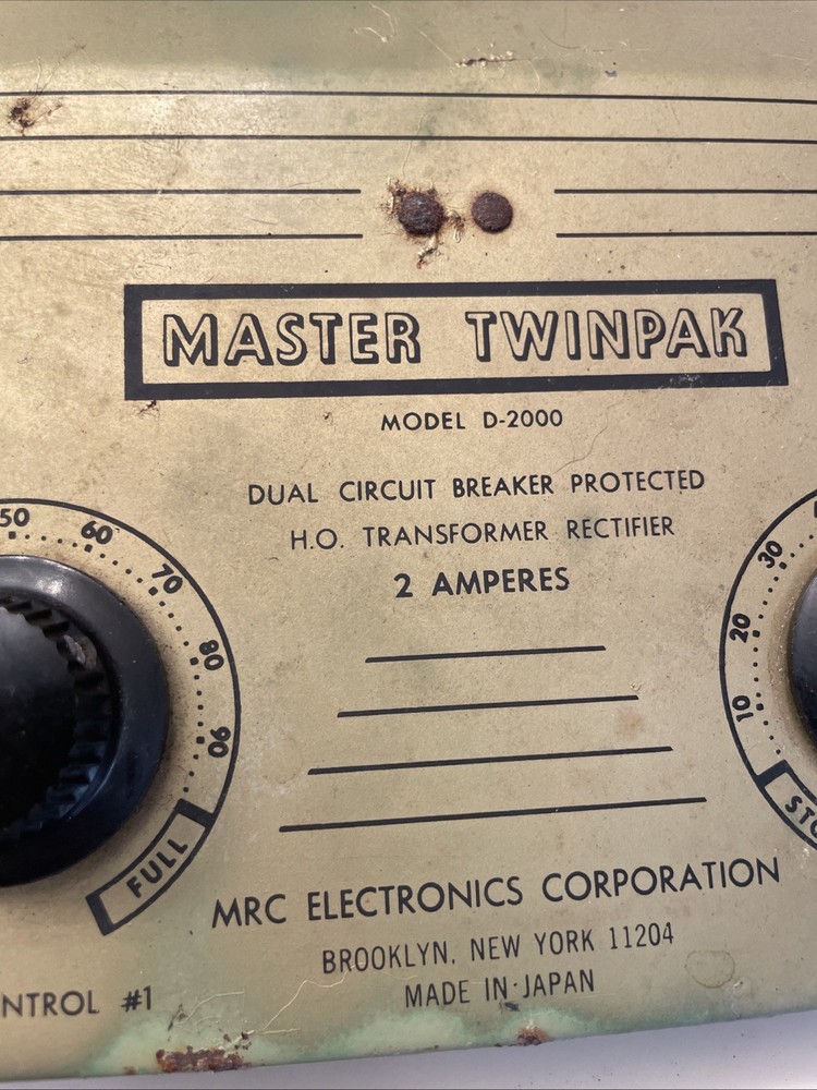 Vintage MRC Electronics Train Master Twinpak Transformer Model D-2000 -Working!