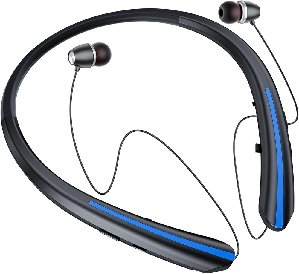 Neckband Retractable Bluetooth Headphones, Wireless Headset with 22H Playtime, S