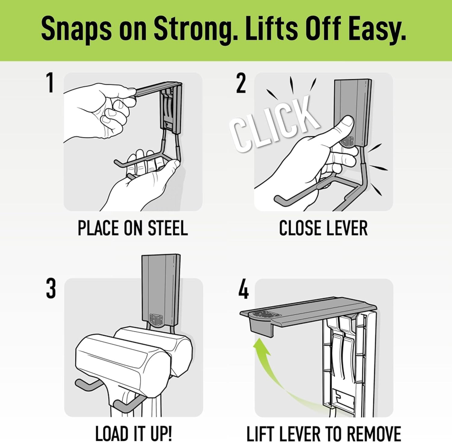 GATOR MAGNETICS MIDI 2.5 & 4" Open Hooks, 25 Lb Heavy Duty Magnetic Hooks for St