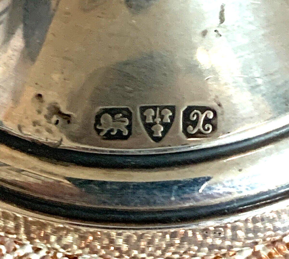 Antique Solid Silver Pedestal Patch Box with Mirror Lid Chester 1923